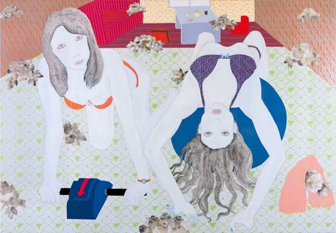 Painting of female figures and patterned clothing by KAORUKO